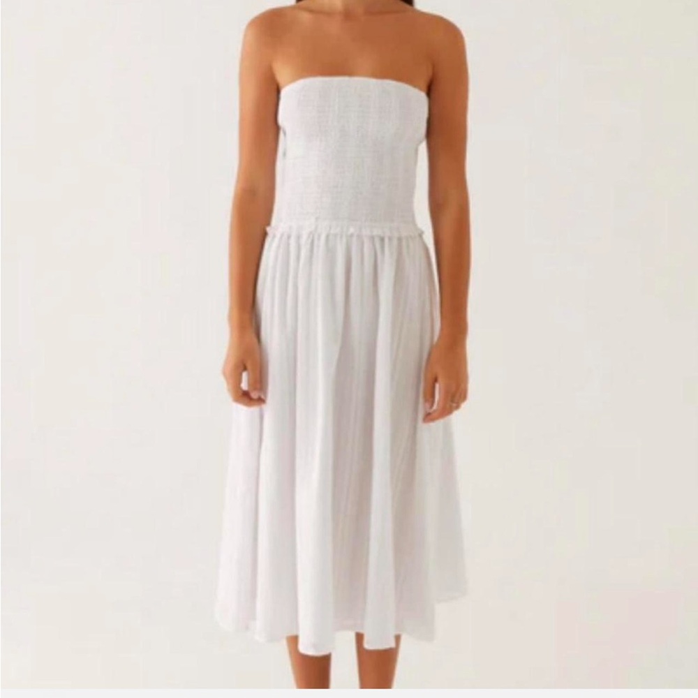 Aritzia Wilfred Strapless Smocked Dress - Picture 8 of 12
